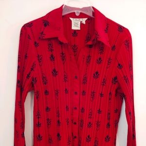 Red with Black detailed Bell Sleeved Blouse-SALE